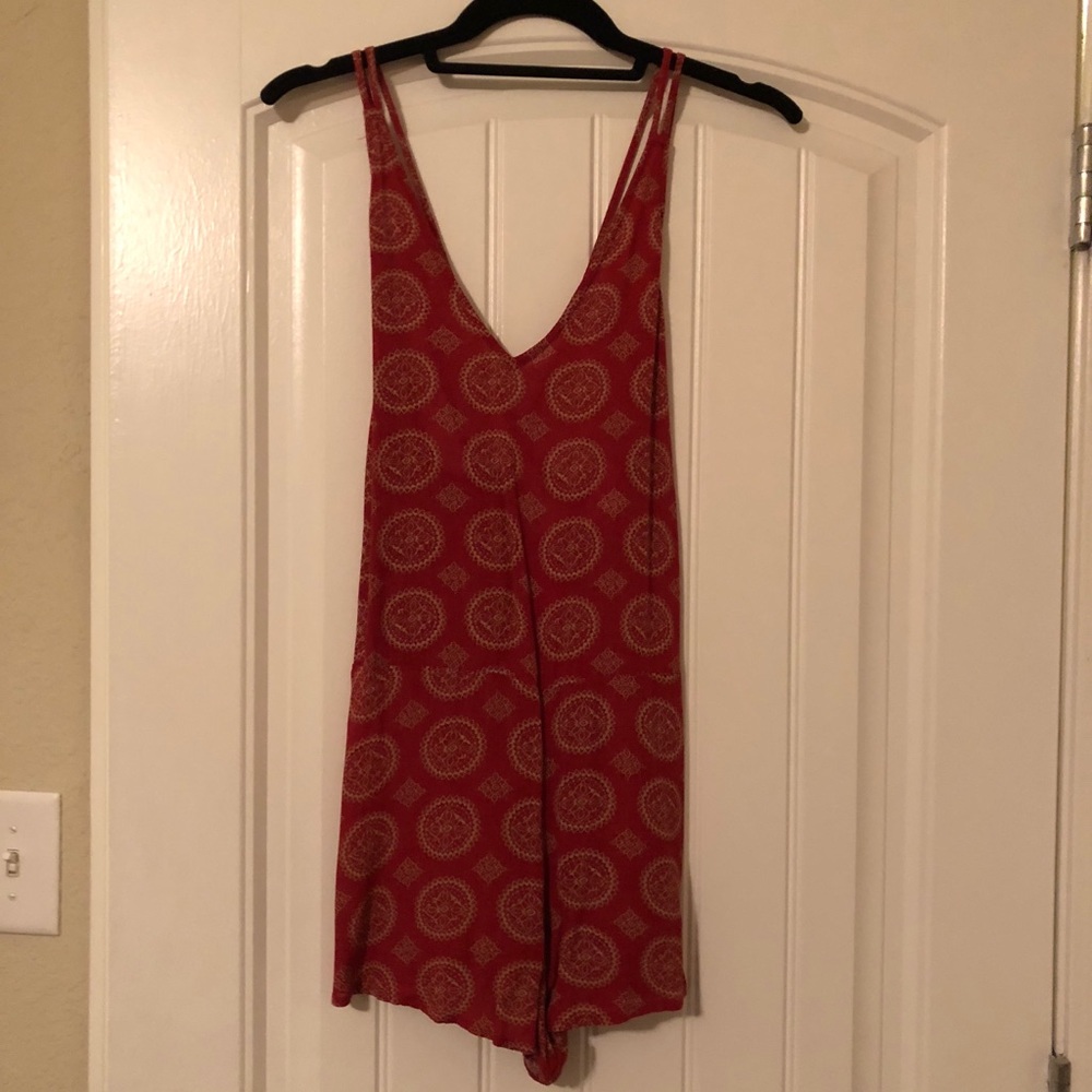 Red Printed Romper